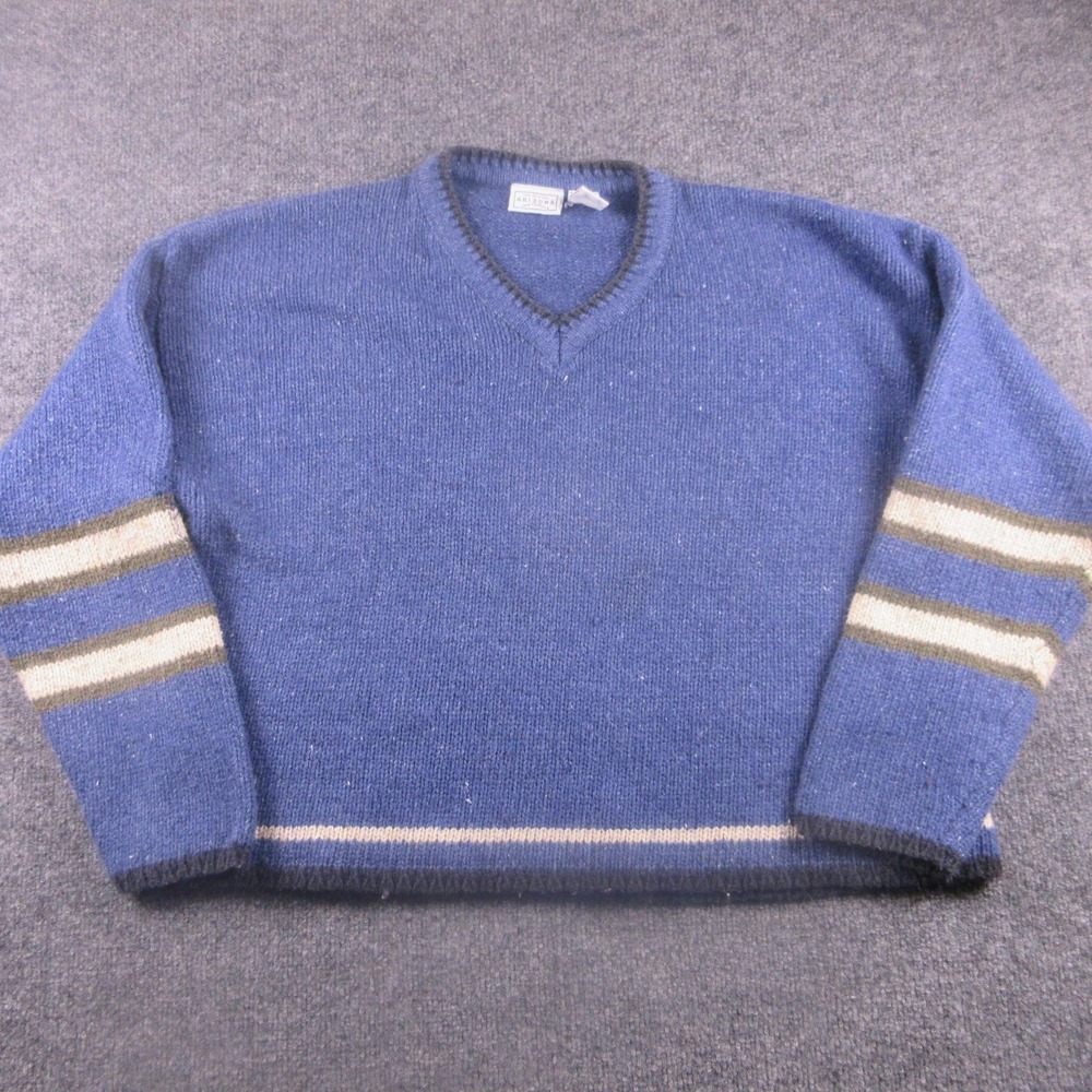 Vintage Arizona Jean Company Sweater Mens XL Blue‎ Stripe V Neck Pullover 90s